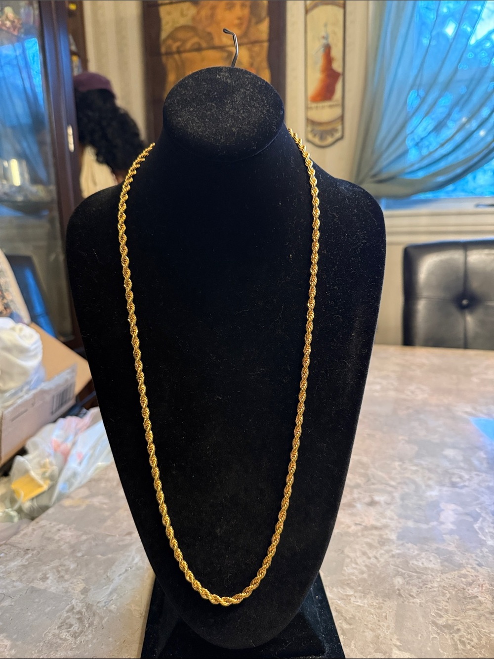 Vintage NWOT twisted gold tone rope chain, Monet long chain necklace